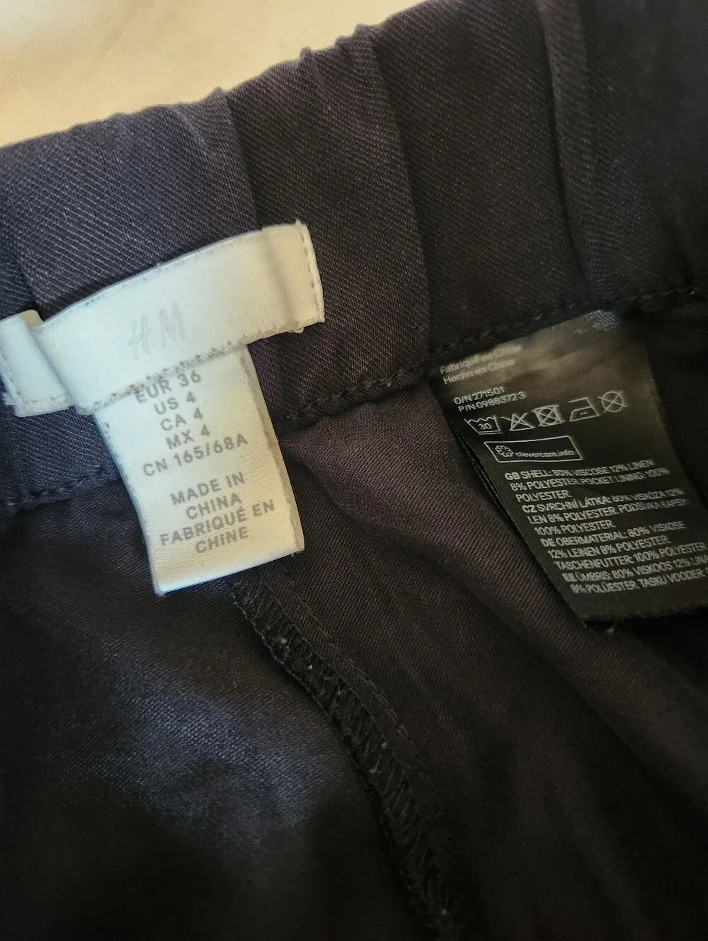 H&M Linen Blend Wide Leg Pants Black Size 4